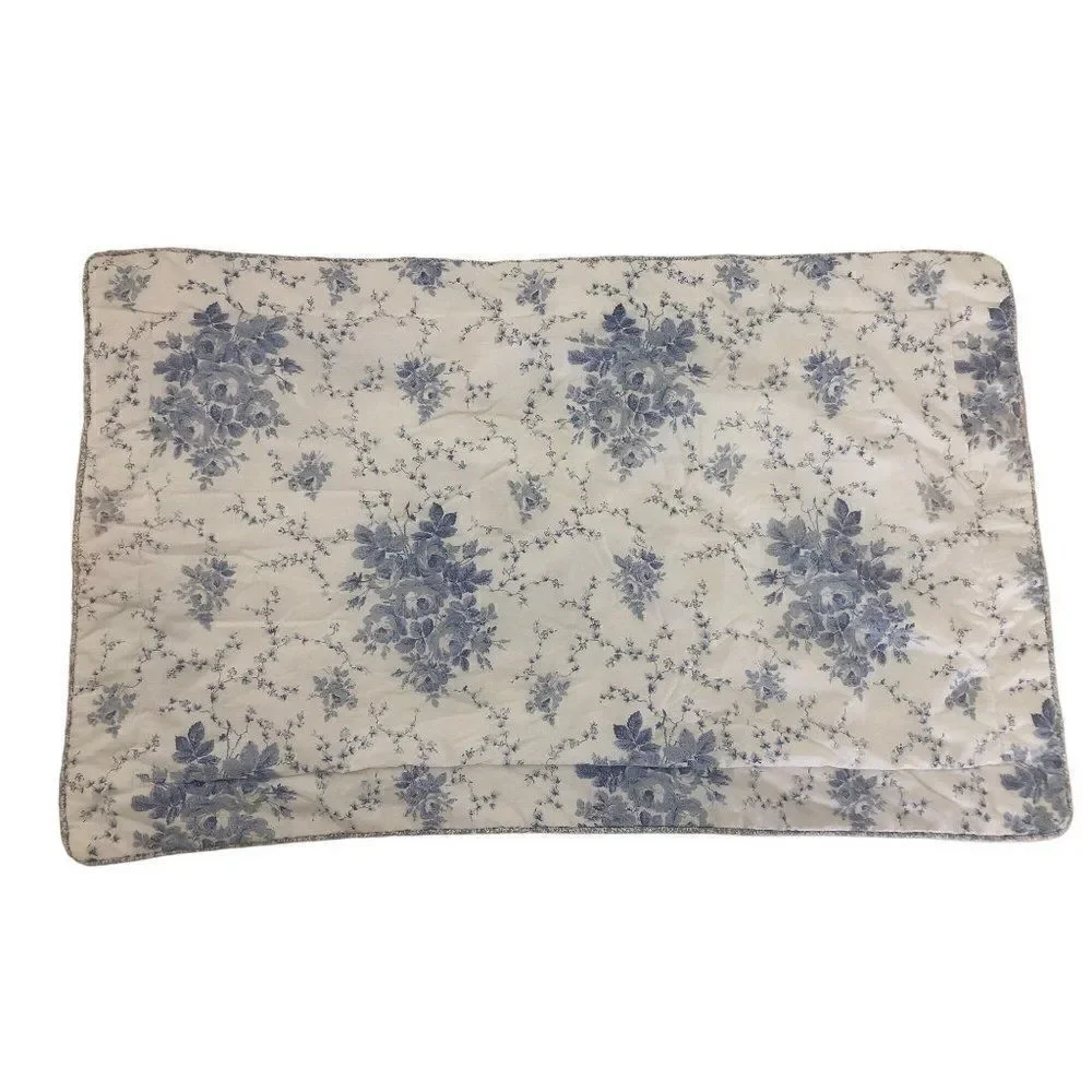 Vintage Laura Ashley Sophia Blue & White Pillow Case Rose Pattern 38x23